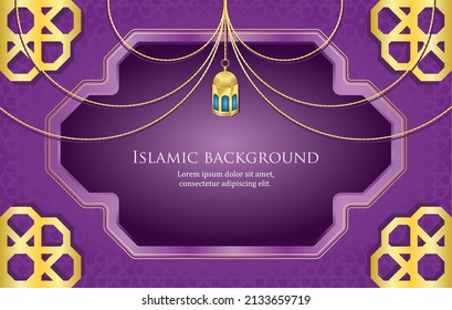luxury islamic background purple and golden