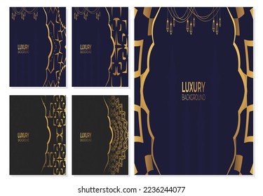 Luxury Islamic poster or cover with golden Arabic pattern Islamic eastern style Arabic. Ramadan Style Decorative Mandala. Suitable for themes with Islamic nuances