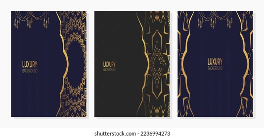 Luxury Islamic poster or cover with golden Arabic pattern Islamic eastern style Arabic. Ramadan Style Decorative Mandala. Suitable for themes with Islamic nuances