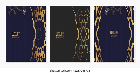 Luxury Islamic poster or cover with golden Arabic pattern Islamic eastern style Arabic. Ramadan Style Decorative Mandala. Suitable for themes with Islamic nuances