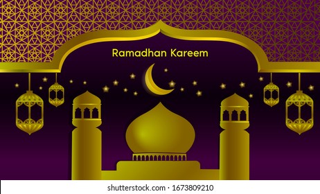 luxury islamic purple ramadan vector background. perfect use for social media wallpaper, cover, digital promotion.