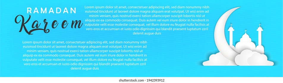 Luxury islamic ramadan header web banner vector design with minimalist,trendy, and silhouette moon,mosque,star and cloud. fit for islamic business,invitation,greeting,social media template, etc.