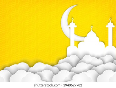 Luxury islamic ramadan vector design with minimalist,trendy, and silhouette moon,mosque,star and cloud. fit for islamic business,invitation,greeting,social media template, etc.