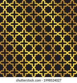 diseño de material de patrón islámico sin fisuras de lujo, decoración de pared ornamental dorada, plantilla de textura árabe de fondo vector