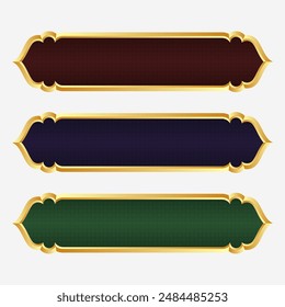 Luxury islamic text box title frame border set with ornamental illustration