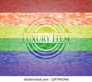 Luxury Item on mosaic background with the colors of the LGBT flag
