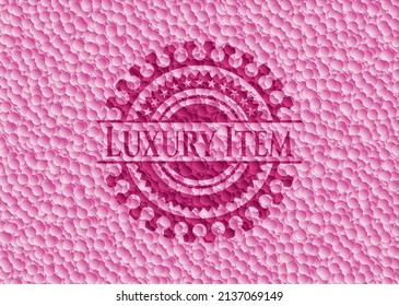 Emblema rosa de lujo con fondo de burbujas. Vintage. Ilustración vectorial. Detallado. 