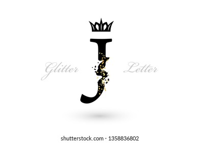 Luxury J letter emblem. Vector symbol with character element and golden dotted decoration