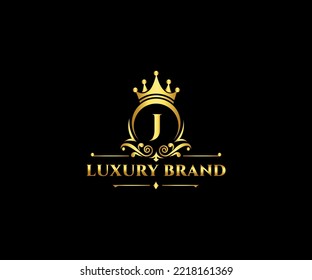 Luxury J Letter Initial with Royal Template.elegant with crown logo vector, Creative Lettering Logo Vector Illustration.