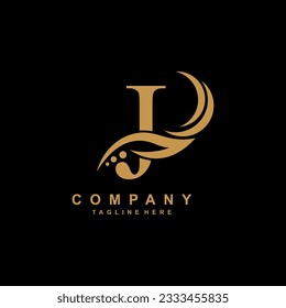 luxury J logo design with pretty feathers. logo monogram. suitable for business logos, companies, boutiques, salons, beauty, brands, etc.