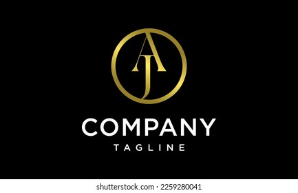 Luxury A J logo inside the line circle