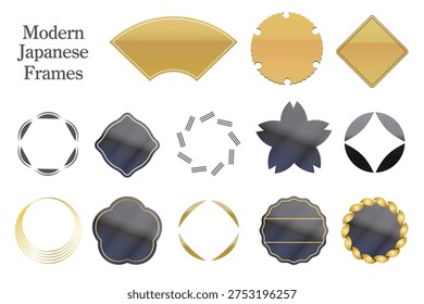 Luxury Japanese-style decorative sticker frames in black and gold