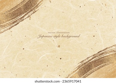 Luxury Japanese-style hand-drawn gold brush wave pattern line art