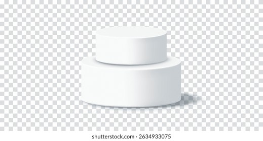 Luxury jewelry display podiums. Elegant white base for award winning designs. Vector illustration isolated on transparent background