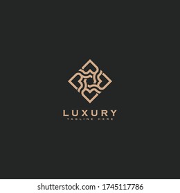 Luxury jewelry frame gem edge logo icon design template. Print monogram initials stamp sign symbol