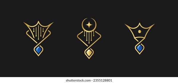 Luxury jewelry logo design with line art style fit for jewellery store icon logo