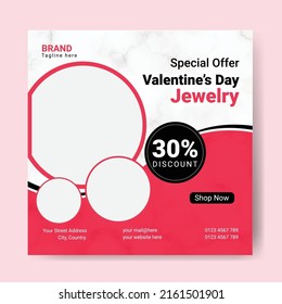 Luxury Jewelry Love Social Media Instagram Post Banner Or Square Flyer Sale  Design Template