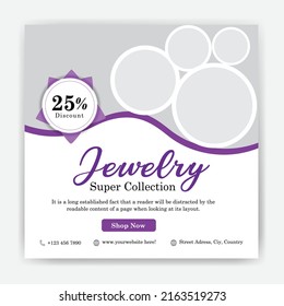 Luxury Jewelry love social media post banner or square flyer sale  design template