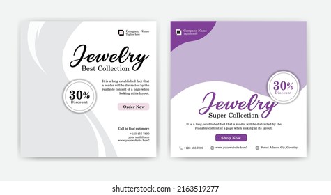 Luxury Jewelry love social media post banner or square flyer sale  design template