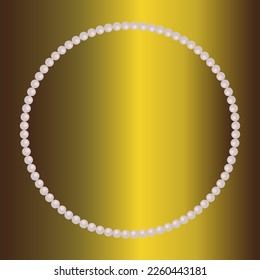 Luxury Jewelry pearl beads on gold background. Woman Bijoux. Vector illustration. Shopping, gift.