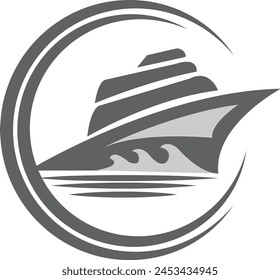 Luxury journey Transportation vessel. Ship logo. Modern ship  marine travel logo design  inspiration. Ship logo design. Sea ship logo design.