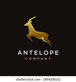 Luxury jumping antelope logo icon vector template on black background