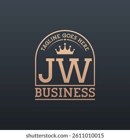 Luxury JW Logo with Crown. Elegant Letter JW Business Logo