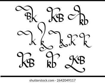 Luxury K and B Overlapped Logo | Hand-Drawn Calligraphy Emblem