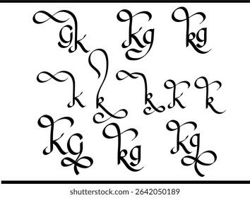 Luxury K and G Interlocked Logo: Calligraphy Emblem for Brands, Unique KG Overlapping Monogram: Artistic Letter Calligraphy Logo