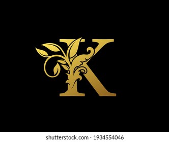 Luxury K Letter Design. Graceful Ornate Icon Vector Design. Vintage drawn emblem for book design, brand name, business card, Restaurant, Boutique, Hotel.