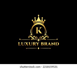 Luxury K Letter Initial with Royal Template.elegant with crown logo vector, Creative Lettering Logo Vector Illustration.