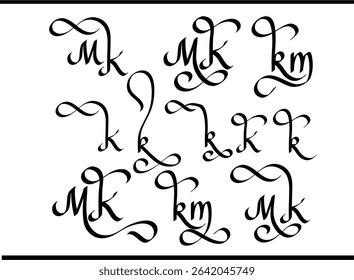 Luxury K and M Overlapped Logo | Hand-Drawn Calligraphy Emblem, KM Lettermark Logo Design | Unique Calligraphy Alphabet Branding