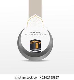 Luxury Kaaba and crescent vector design concept for islamic celebration day