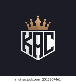 Luxury KAC Logo with Crown. Elegant Initials KAC Letter Logo for Exclusive Brands. Letter KAC Monogram for High-End Businesses