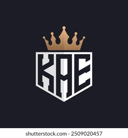 Luxury KAE Logo with Crown. Elegant Initials KAE Letter Logo for Exclusive Brands. Letter KAE Monogram for High-End Businesses
