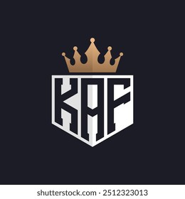 Logo KAF de luxe avec couronne. Logo lettre élégante Initiales KAF pour marques exclusives. Lettre KAF Monogramme pour les entreprises haut de gamme