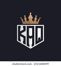 Luxury KAQ Logo with Crown. Elegant Initials KAQ Letter Logo for Exclusive Brands. Letter KAQ Monogram for High-End Businesses