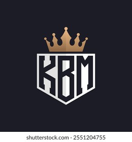 Logotipo luxuoso do KBM com Crown. Logotipo inicial elegante da letra KBM para marcas exclusivas. Carta Monograma KBM para empresas de tecnologia avançada