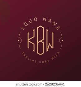 Luxury KBW Logo Design, Elegant Letter KBW Monogram Logo. Minimalist Polygon KBW Logo Design Template
