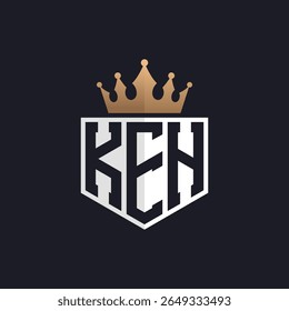 Logotipo KEH de luxo com Crown. Iniciais elegantes Letra KEH logotipo para marcas exclusivas. Monograma KEH Carta para empresas de tecnologia avançada