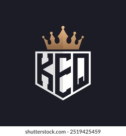 Luxury KEQ Logo with Crown. Elegant Initials KEQ Letter Logo for Exclusive Brands. Letter KEQ Monogram for High-End Businesses