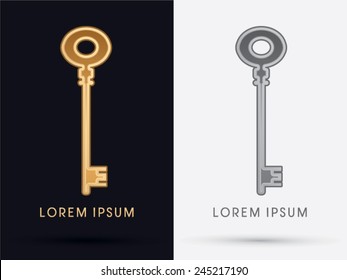 Luxury Key, designed using gold color,logo, symbol, icon, graphic, vector.
