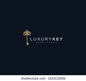 Luxury Key Logo Dark Background , Symbol Icon Vector