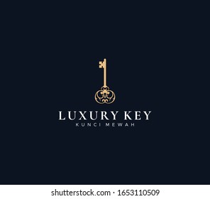 Luxury Key Logo Dark Background , Symbol Icon Vector