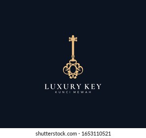 Luxury Key Logo Dark Background , Symbol Icon Vector