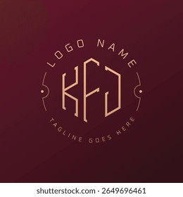 Luxury KFJ Logo Design, Elegant Letter KFJ Monogram Logo. Minimalist Polygon KFJ Logo Design Template
