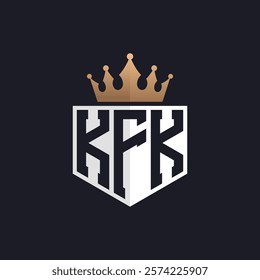 Luxury KFK Logo with Crown. Elegant Initials KFK Letter Logo for Exclusive Brands. Letter KFK Monogram for High-End Businesses