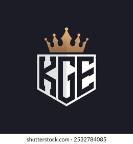 Luxury KGE Logo with Crown. Elegant Initials KGE Letter Logo for Exclusive Brands. Letter KGE Monogram for High-End Businesses