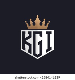 Luxury KGI Logo with Crown. Elegant Initials KGI Letter Logo for Exclusive Brands. Letter KGI Monogram for High-End Businesses