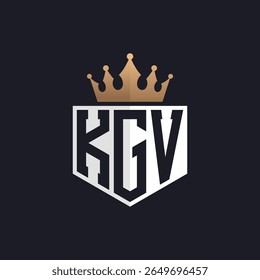 Logotipo KGV de luxo com Crown. Logotipo inicial elegante da letra KGV para marcas exclusivas. Carta Monograma KGV para empresas de tecnologia avançada
